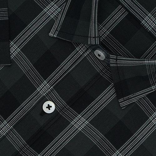 Men's 100% Cotton Grid Tattersall Checkered Half Sleeves Shirt (Black)