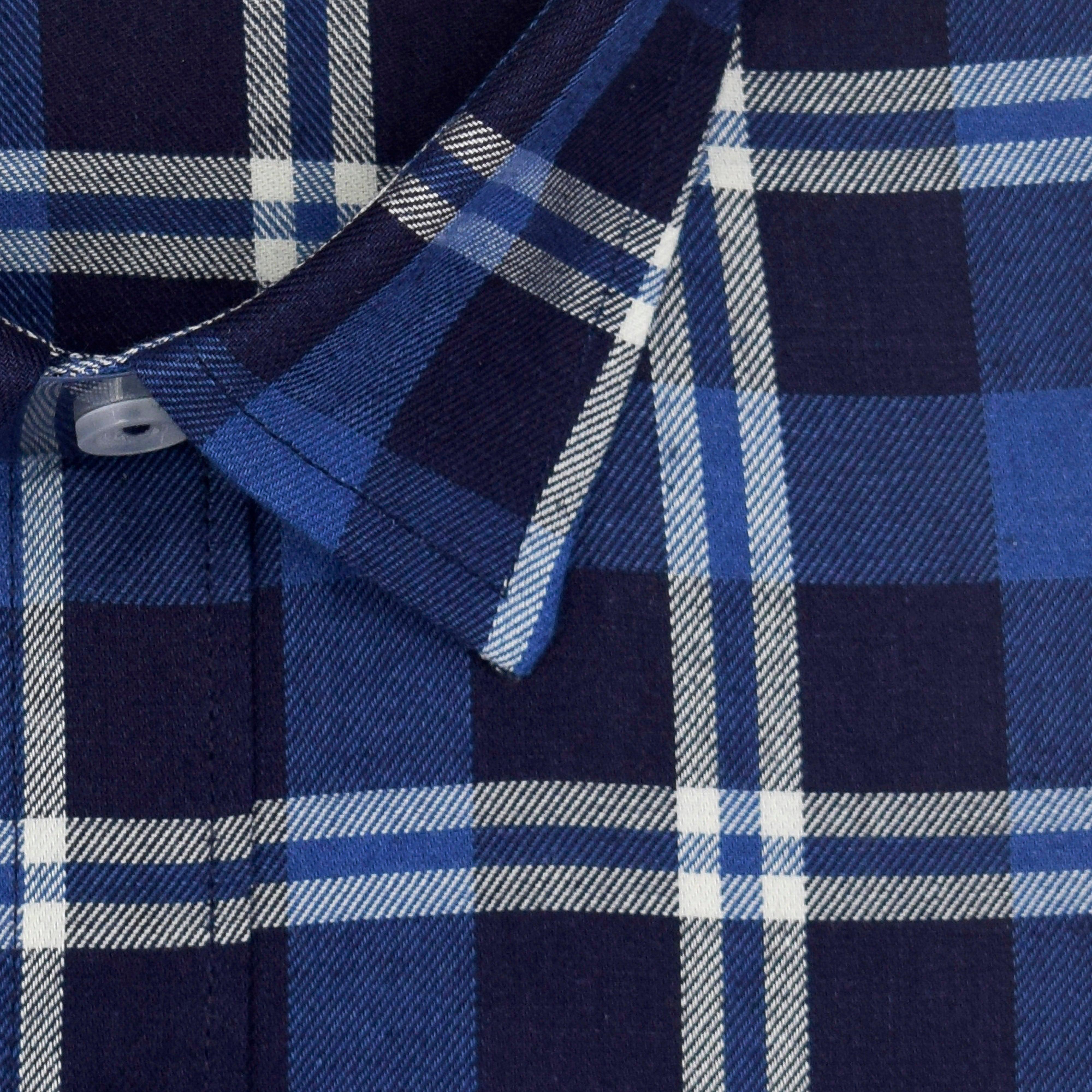 Men's 100% Cotton Grid Tattersall Checkered Half Sleeves Shirt (Navy)