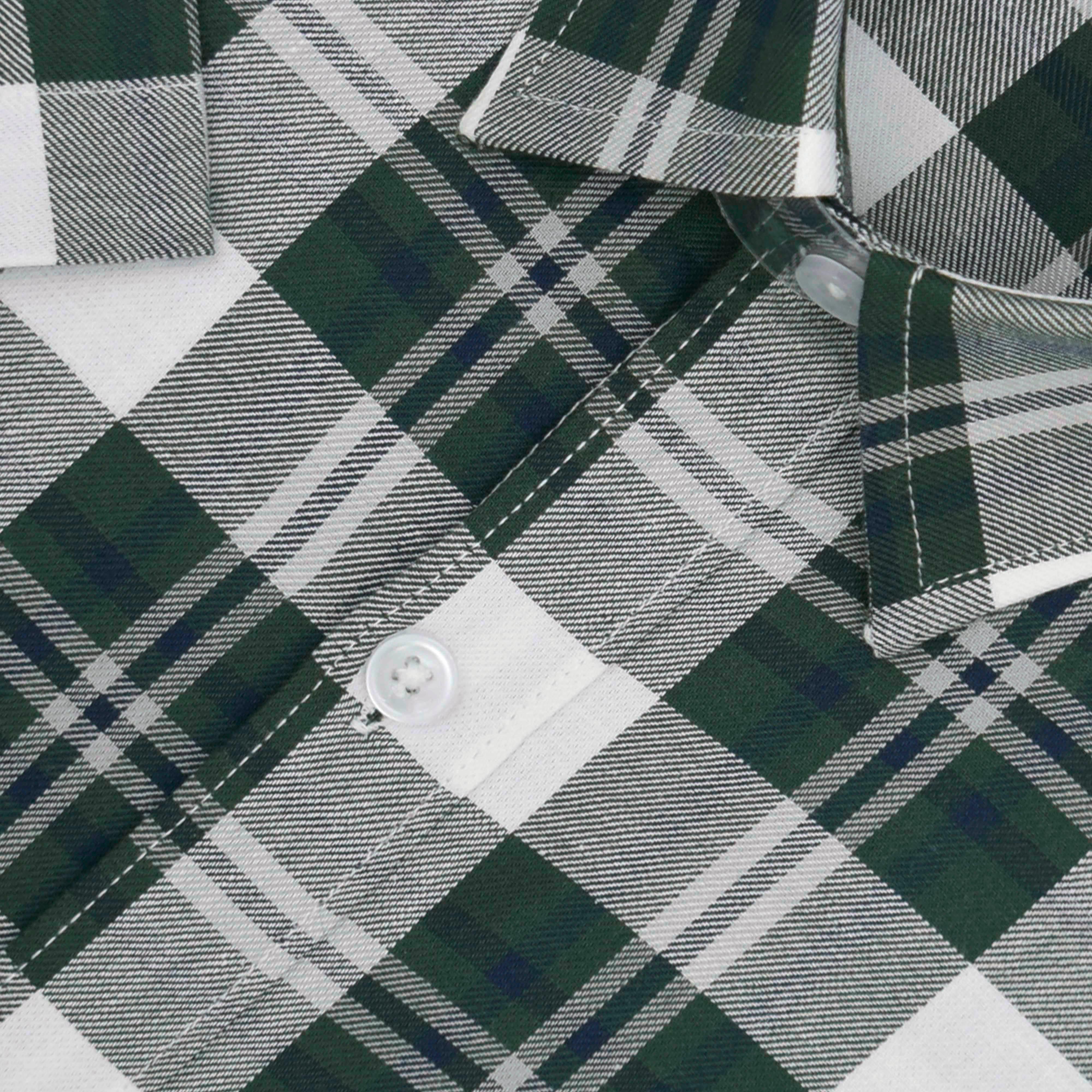 Men's 100% Cotton Madras Checkered Half Sleeves Shirt (Bottle Green)
