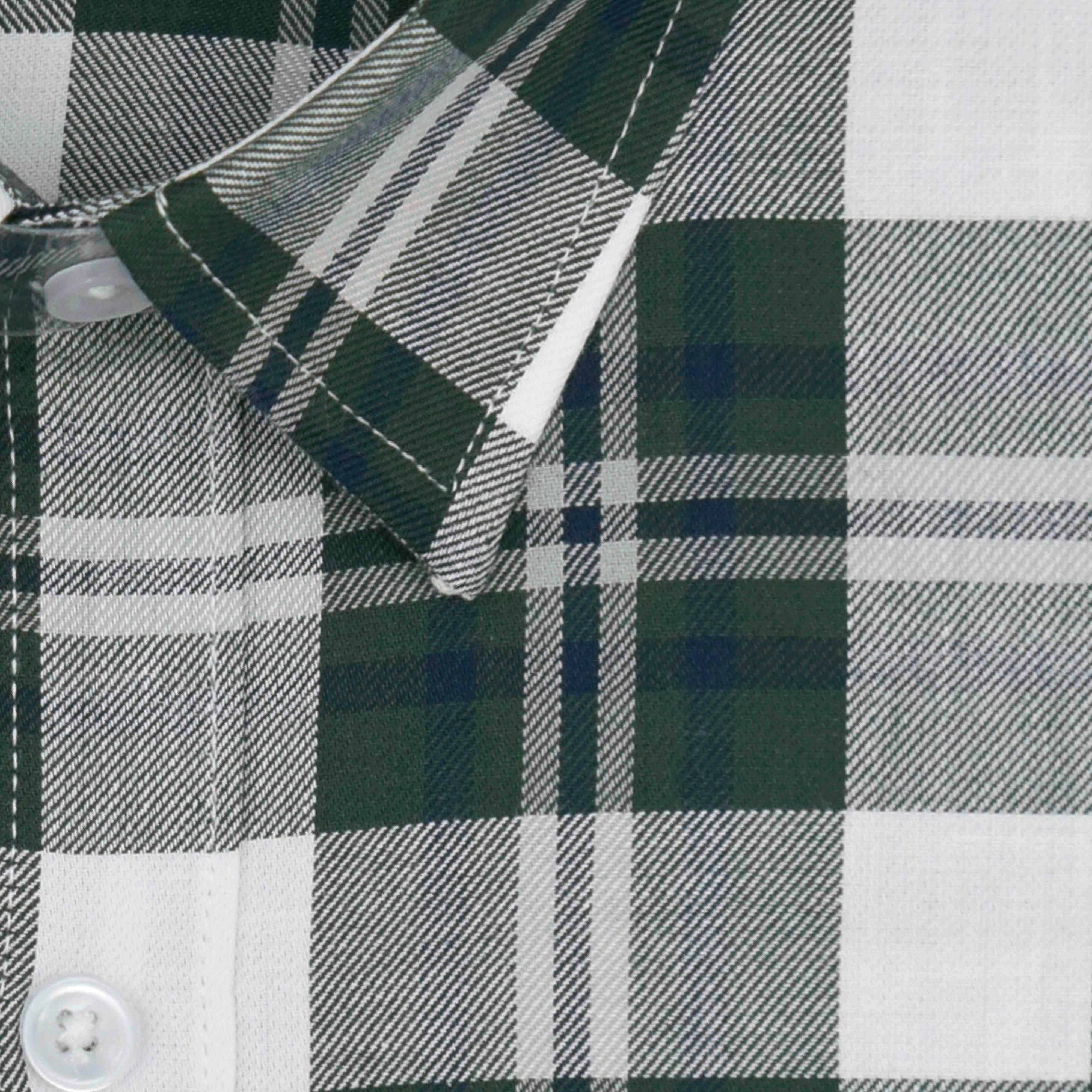 Men's 100% Cotton Madras Checkered Half Sleeves Shirt (Bottle Green)