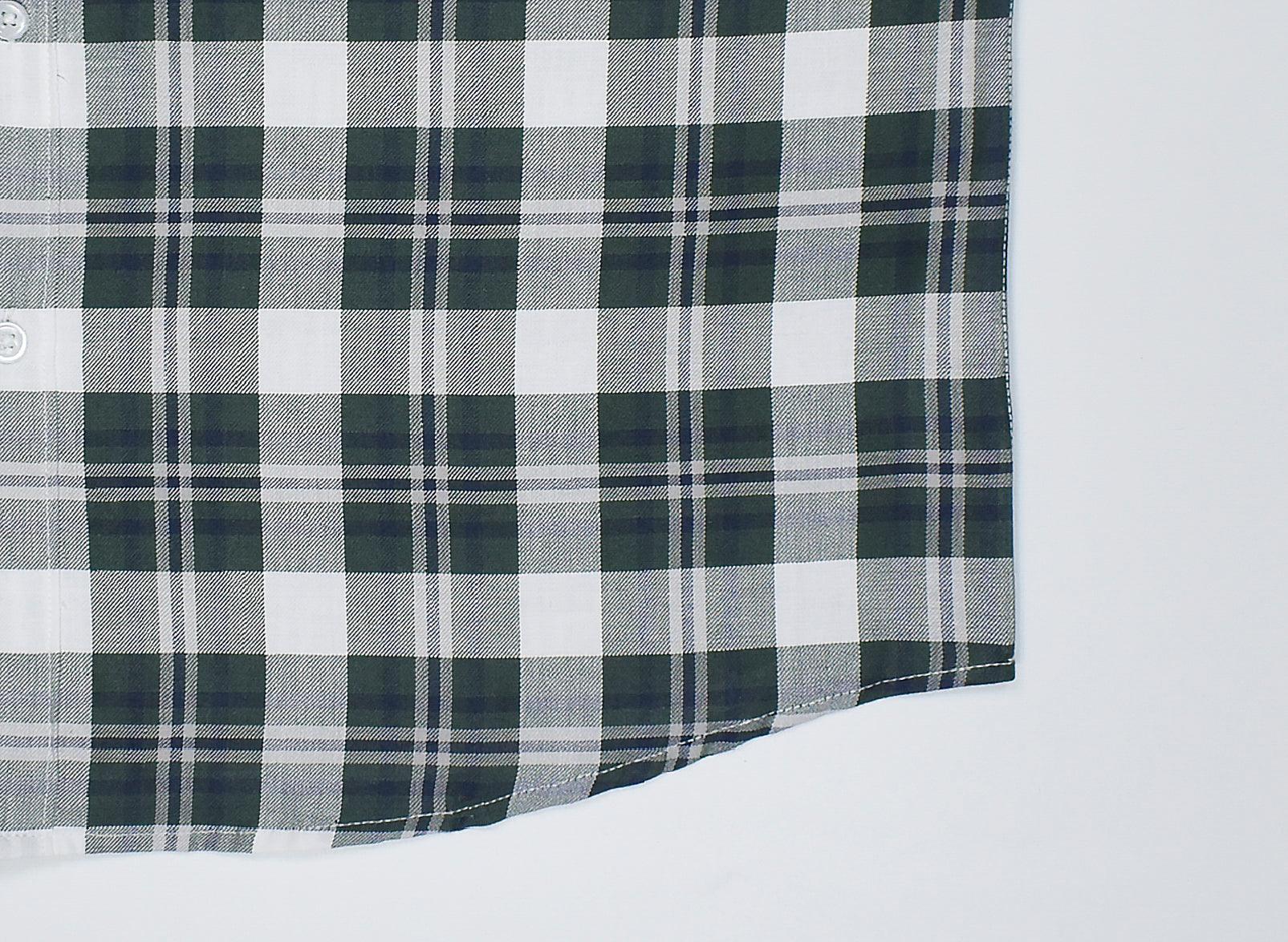Men's 100% Cotton Madras Checkered Half Sleeves Shirt (Bottle Green)