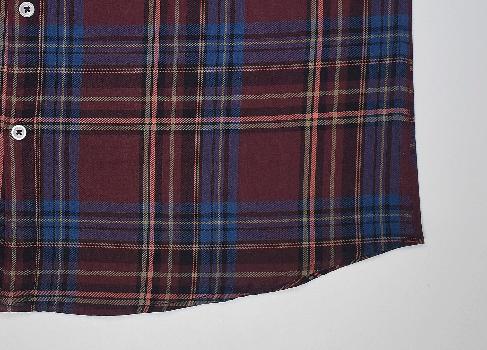 Men's 100% Cotton Madras Checkered Half Sleeves Shirt (Burgundy)