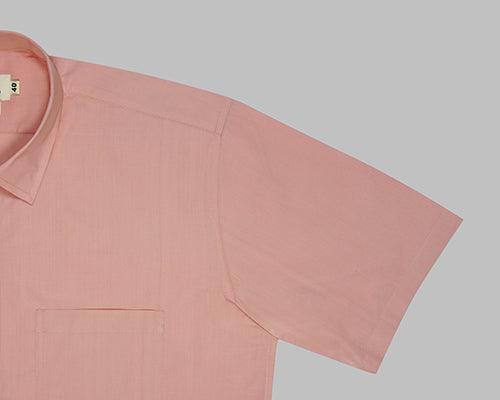 Men's 100% Cotton Plain Solid Half Sleeves Shirt (Light Peach)