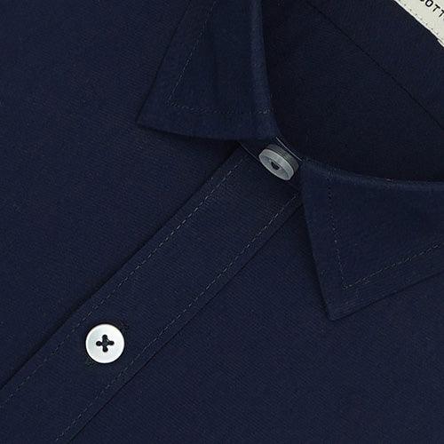 Men's 100% Cotton Plain Solid Half Sleeves Shirt (Metallic Blue)