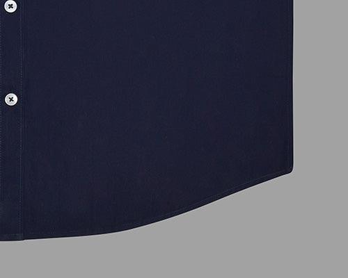 Men's 100% Cotton Plain Solid Half Sleeves Shirt (Metallic Blue)