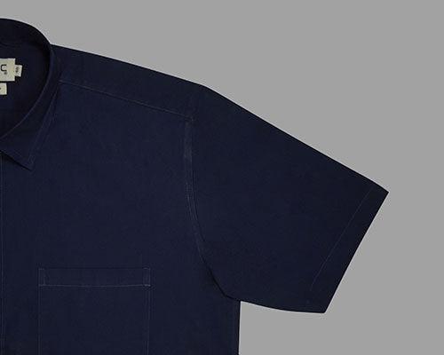 Men's 100% Cotton Plain Solid Half Sleeves Shirt (Metallic Blue)