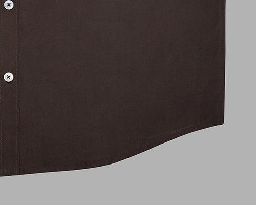Men's 100% Cotton Plain Solid Half Sleeves Shirt (Metallic Brown)