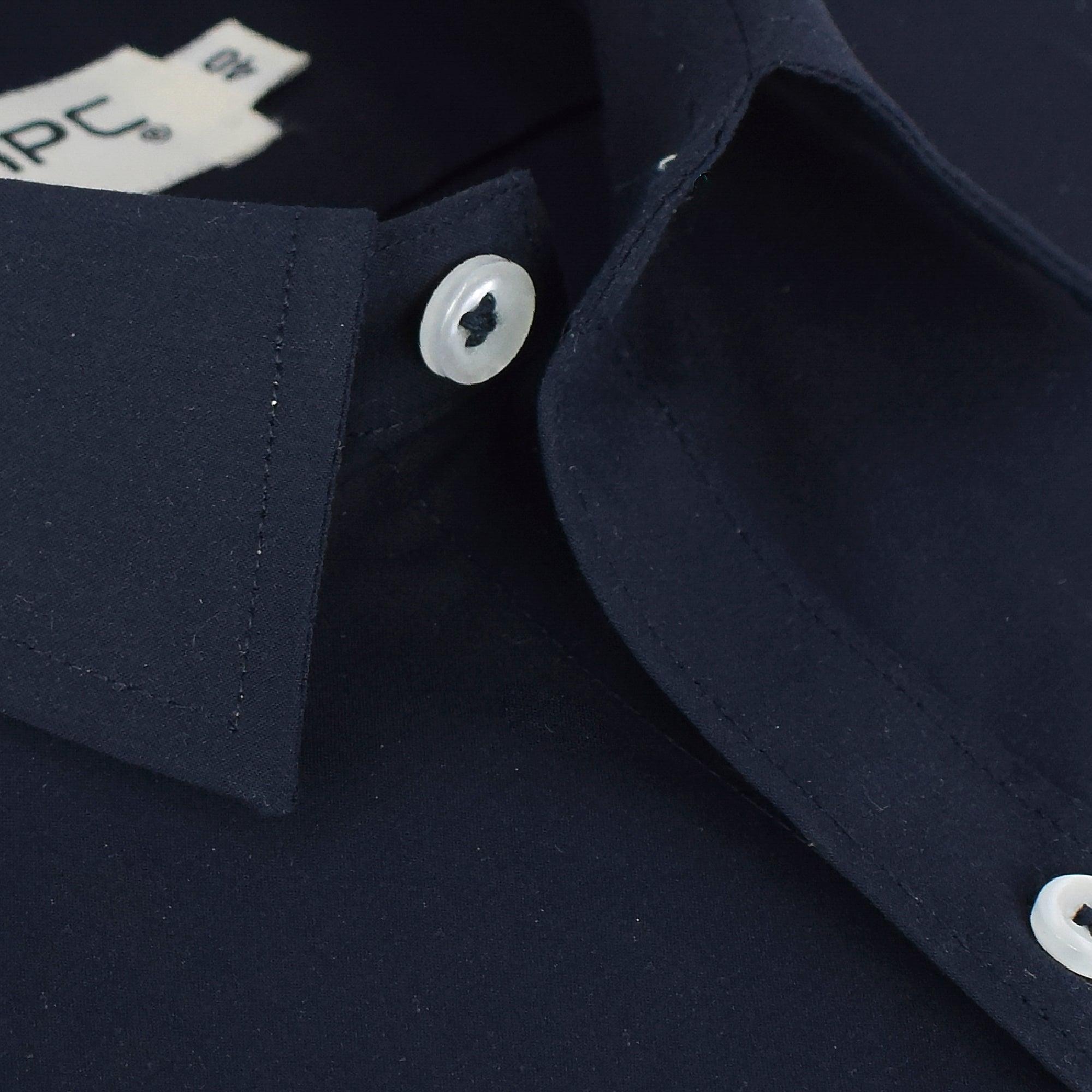Men's 100% Cotton Plain Solid Half Sleeves Shirt (Navy)