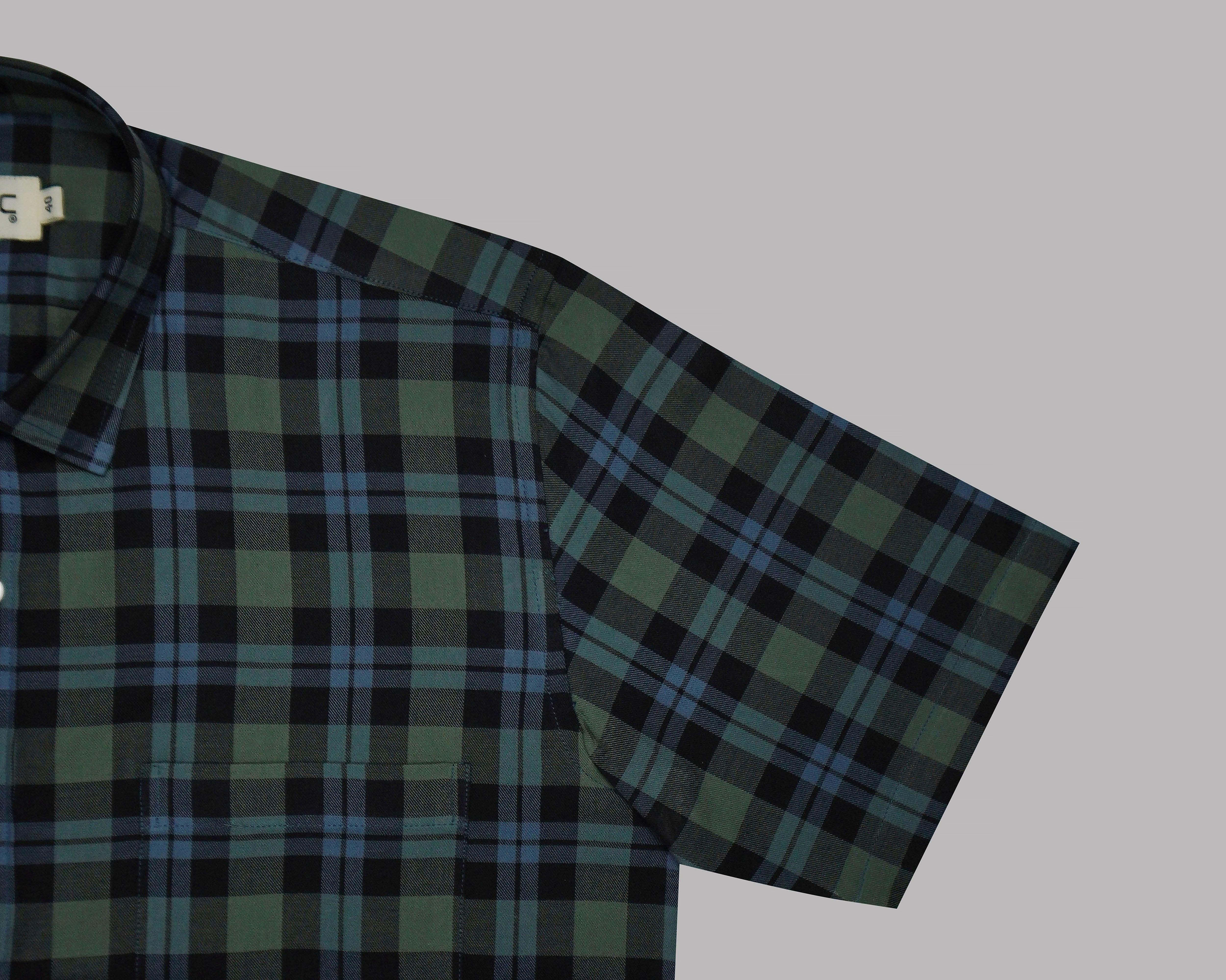 Men's 100% Cotton Tartan Checkered Half Sleeves Shirt (Multicolor)