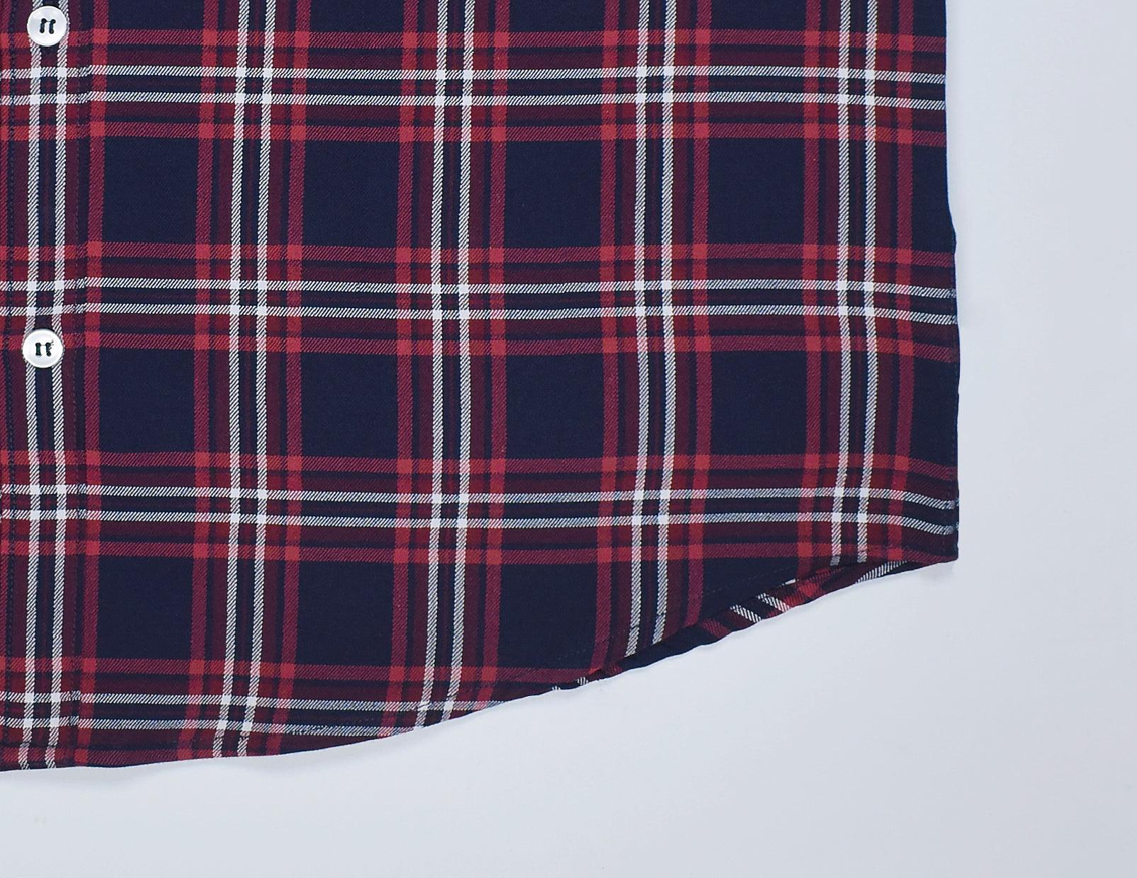 Men's 100% Cotton Tartan Checkered Half Sleeves Shirt (Navy)