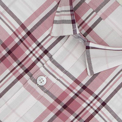 Men's 100% Cotton Tartan Checkered Half Sleeves Shirt (Peach)
