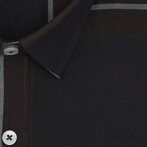 Men's 100% Cotton Windowpane Checkered Half Sleeves Shirt (Coke)