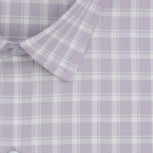 Men's 100% Cotton Windowpane Checkered Half Sleeves Shirt (Mauve)
