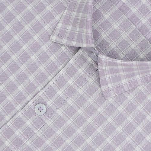 Men's 100% Cotton Windowpane Checkered Half Sleeves Shirt (Mauve)