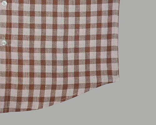 Men's 100% Linen Plaid Checks Half Sleeves Regular Fit Formal Shirt (Peach)