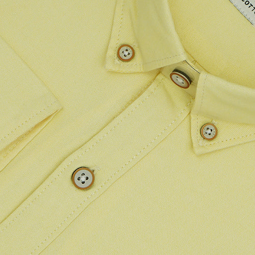 Men's 100% Cotton Plain Solid Full Sleeves Shirt (Yellow)