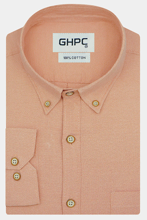 Men's 100% Cotton Plain Solid Full Sleeves Shirt (Orange)