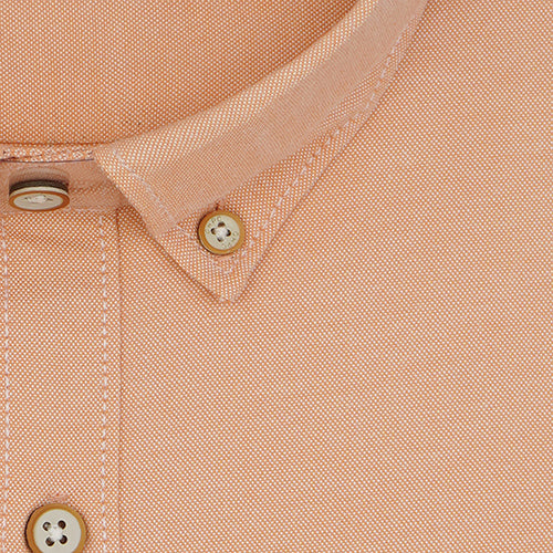 Men's 100% Cotton Plain Solid Full Sleeves Shirt (Orange)
