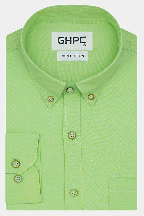 Men's 100% Cotton Plain Solid Full Sleeves Shirt (Green)