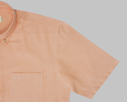 Men's 100% Cotton Plain Solid Half Sleeves Shirt (Orange)