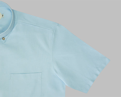 Men's 100% Cotton Plain Solid Half Sleeves Shirt (Sky Blue)