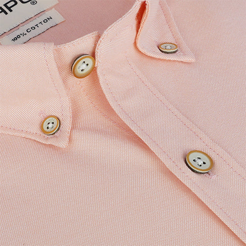 Men's 100% Cotton Plain Solid Half Sleeves Shirt (Peach)