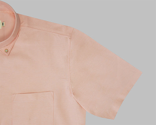 Men's 100% Cotton Plain Solid Half Sleeves Shirt (Peach)