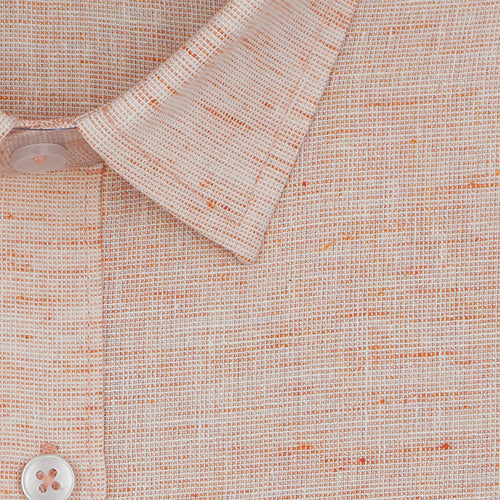 Men's Cotton Linen Plain Solid Full Sleeves Shirt (Orange)