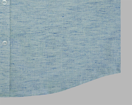 Men's Cotton Linen Plain Solid Full Sleeves Shirt (Blue)