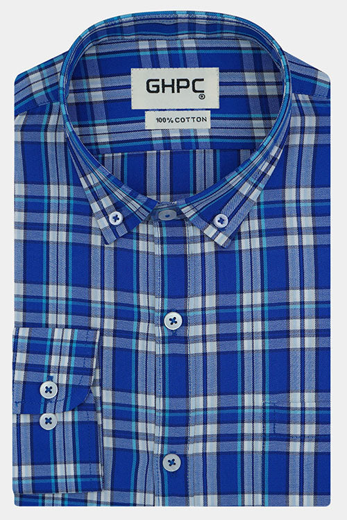 Men's 100% Cotton Tartan Plaid Checkered Full Sleeves Shirt (Blue) FSF408147_1_7606ff11-acec-44a4-9615-44ef6b47556f