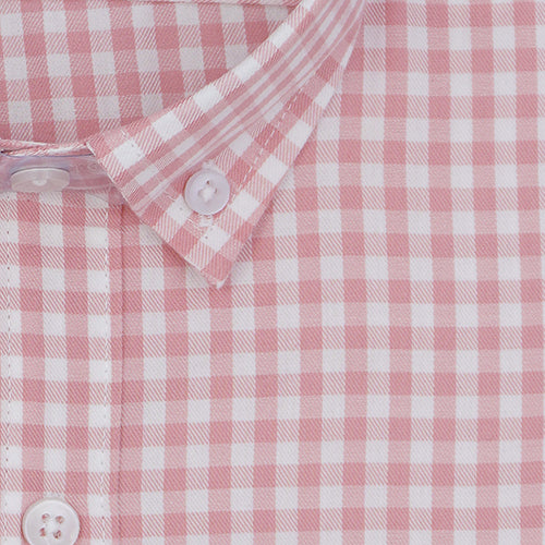 Men's 100% Cotton Gingham Checkered Full Sleeves Shirt (Peach) FSF408325_2