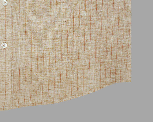 Men's Cotton Linen Chalk Striped Full Sleeves Shirt (Brown)