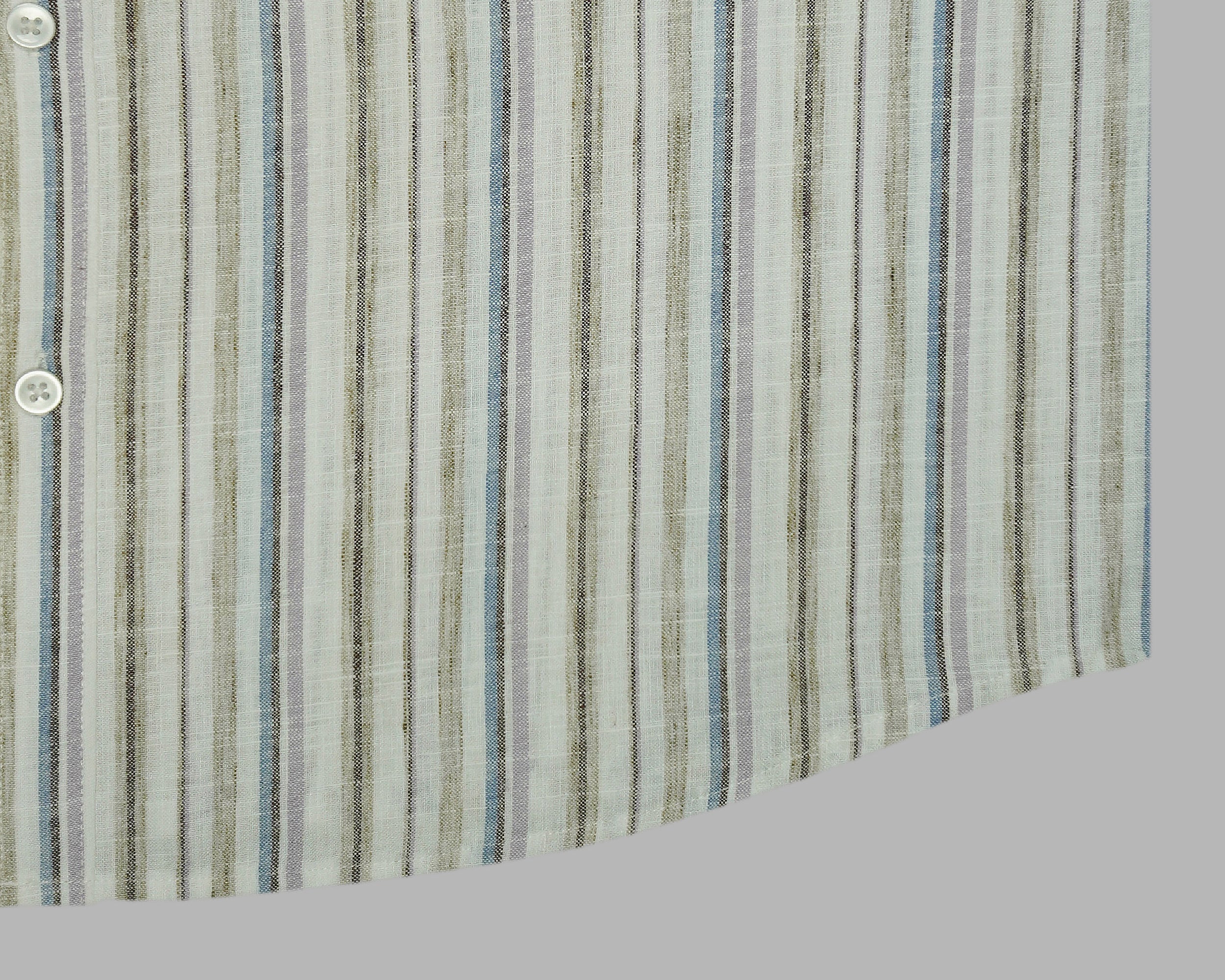 Men's Cotton Linen Striped Full Sleeves Shirts (Brown)
