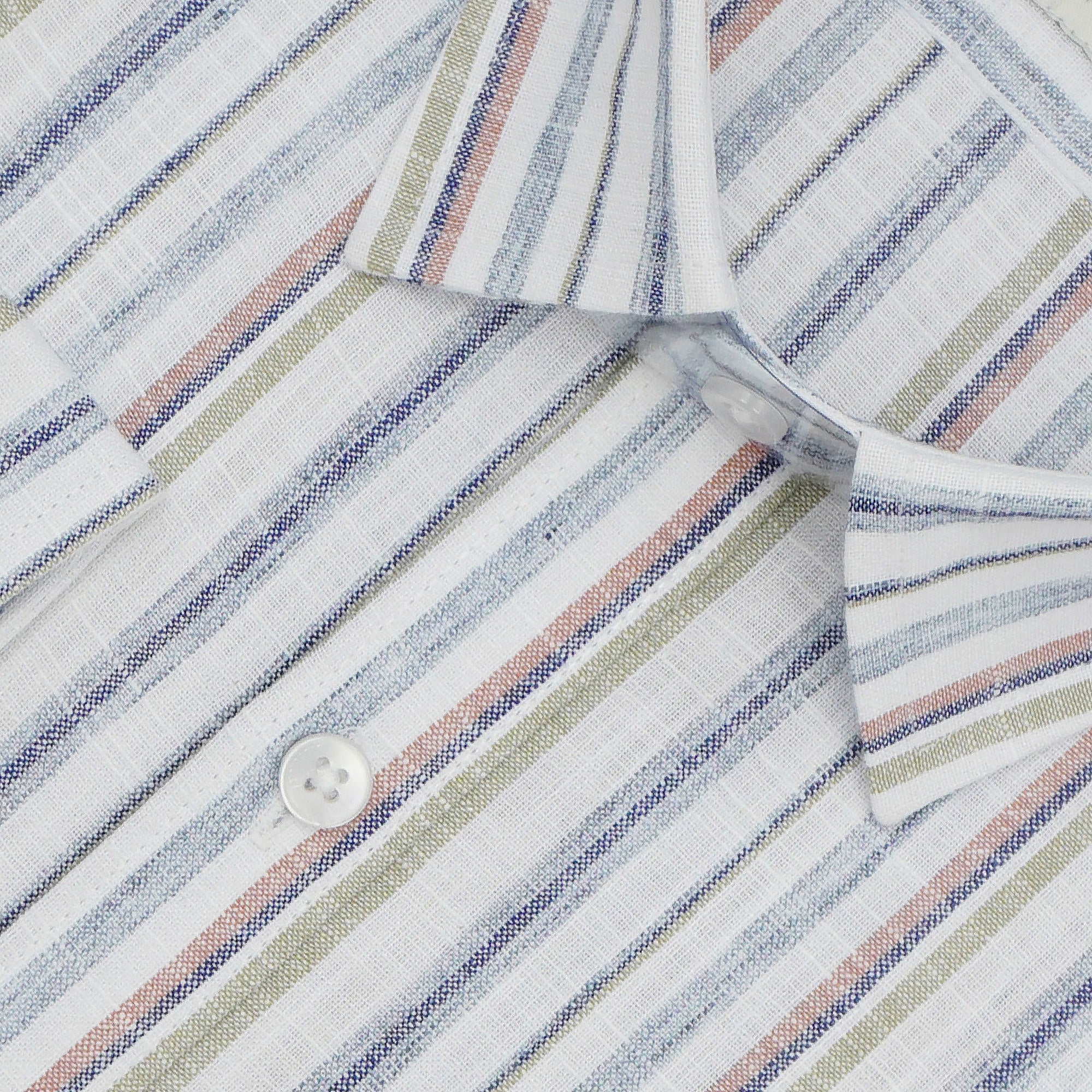 Men's Cotton Linen Striped Full Sleeves Shirts (Blue)