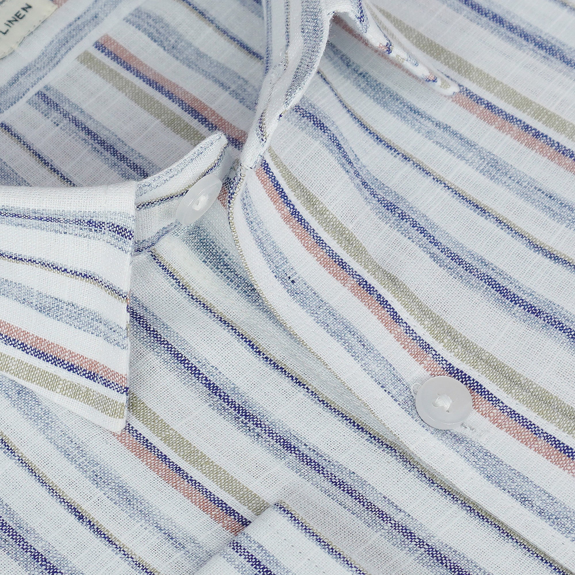 Men's Cotton Linen Striped Full Sleeves Shirts (Blue)