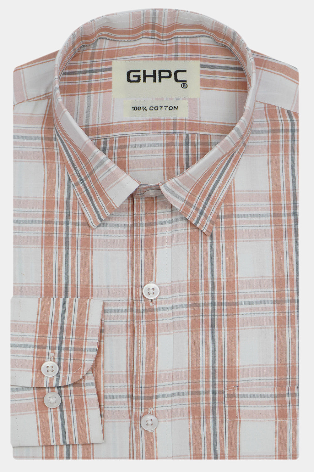 Men's 100% Cotton Checkered Full Sleeves Shirt (Brown)