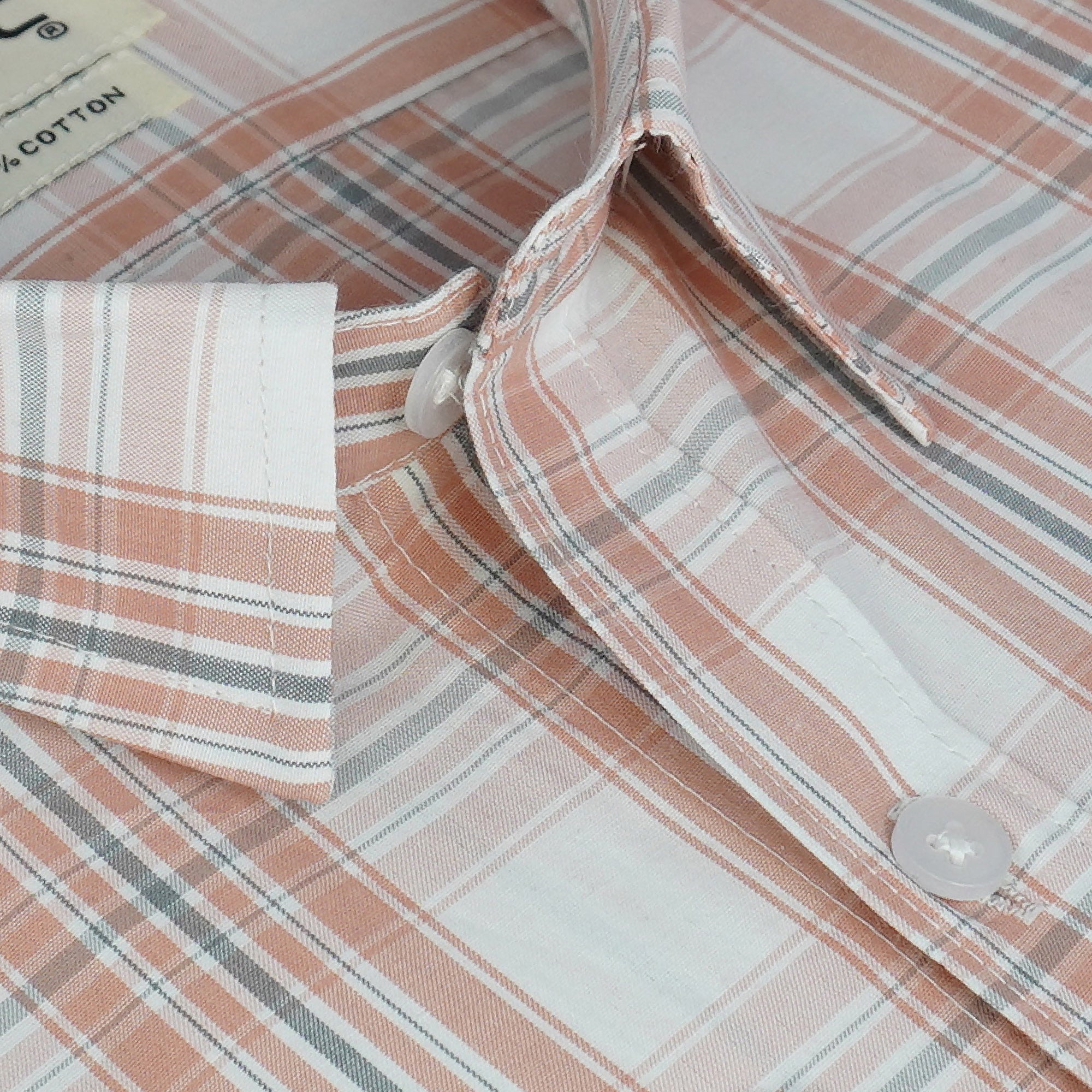 Men's 100% Cotton Checkered Full Sleeves Shirt (Brown)