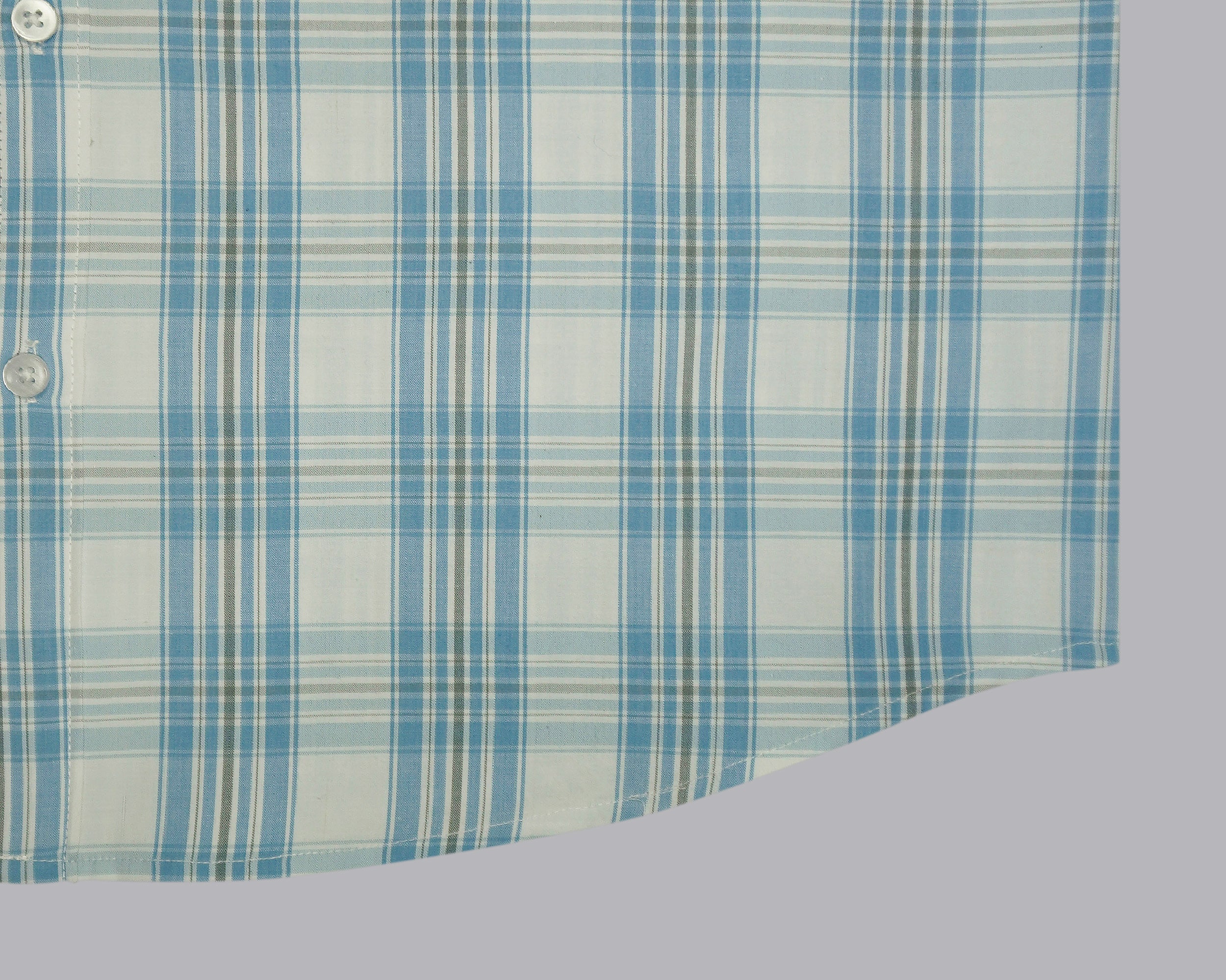 Men's 100% Cotton Checkered Full Sleeves Shirt (Blue)