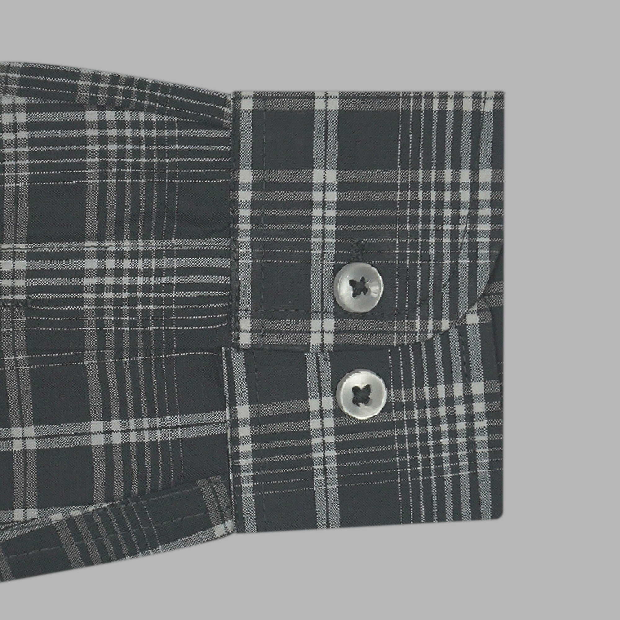 Men's 100% Cotton Checkered Full Sleeves Shirt (Grey)