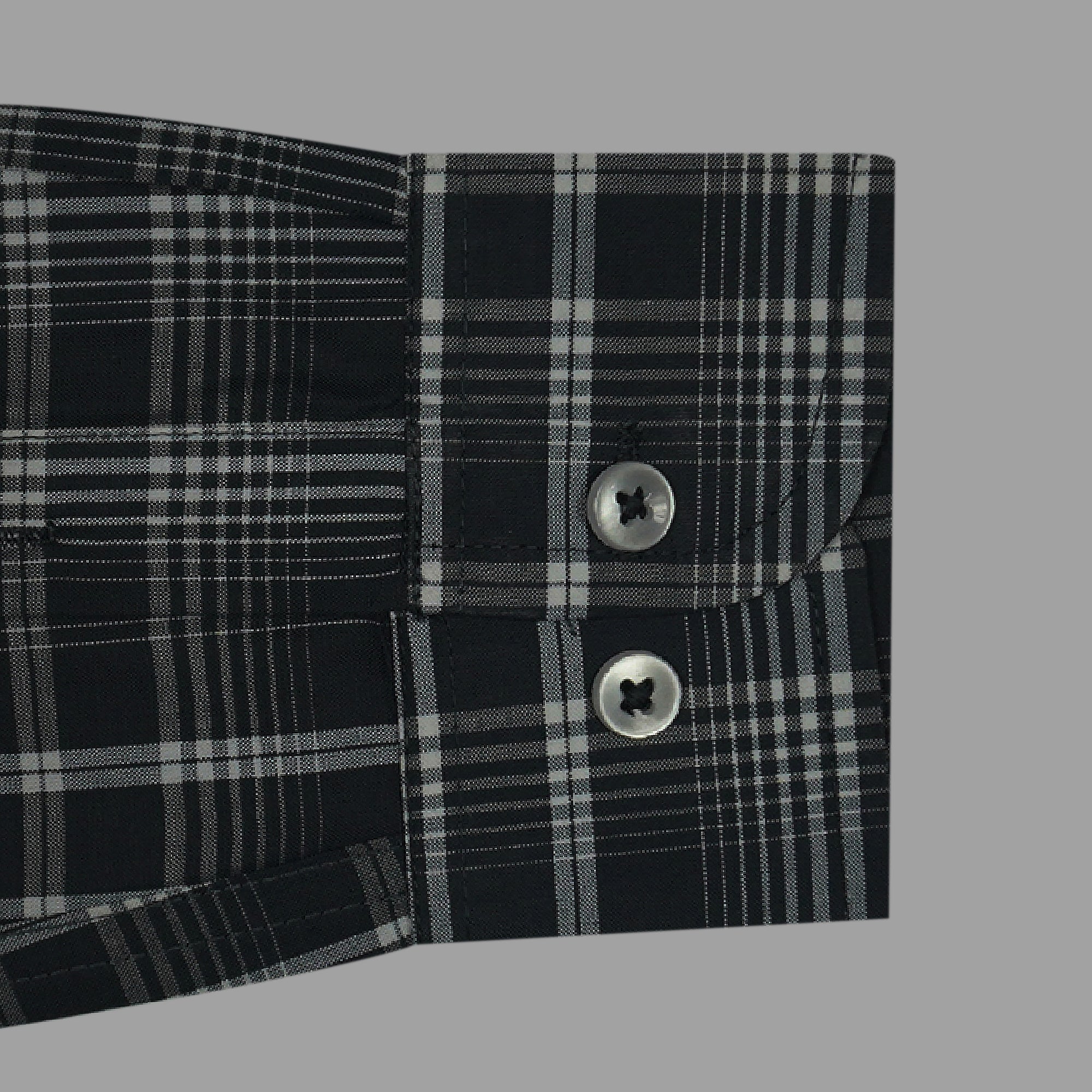 Men's 100% Cotton Checkered Full Sleeves Shirt (Black)