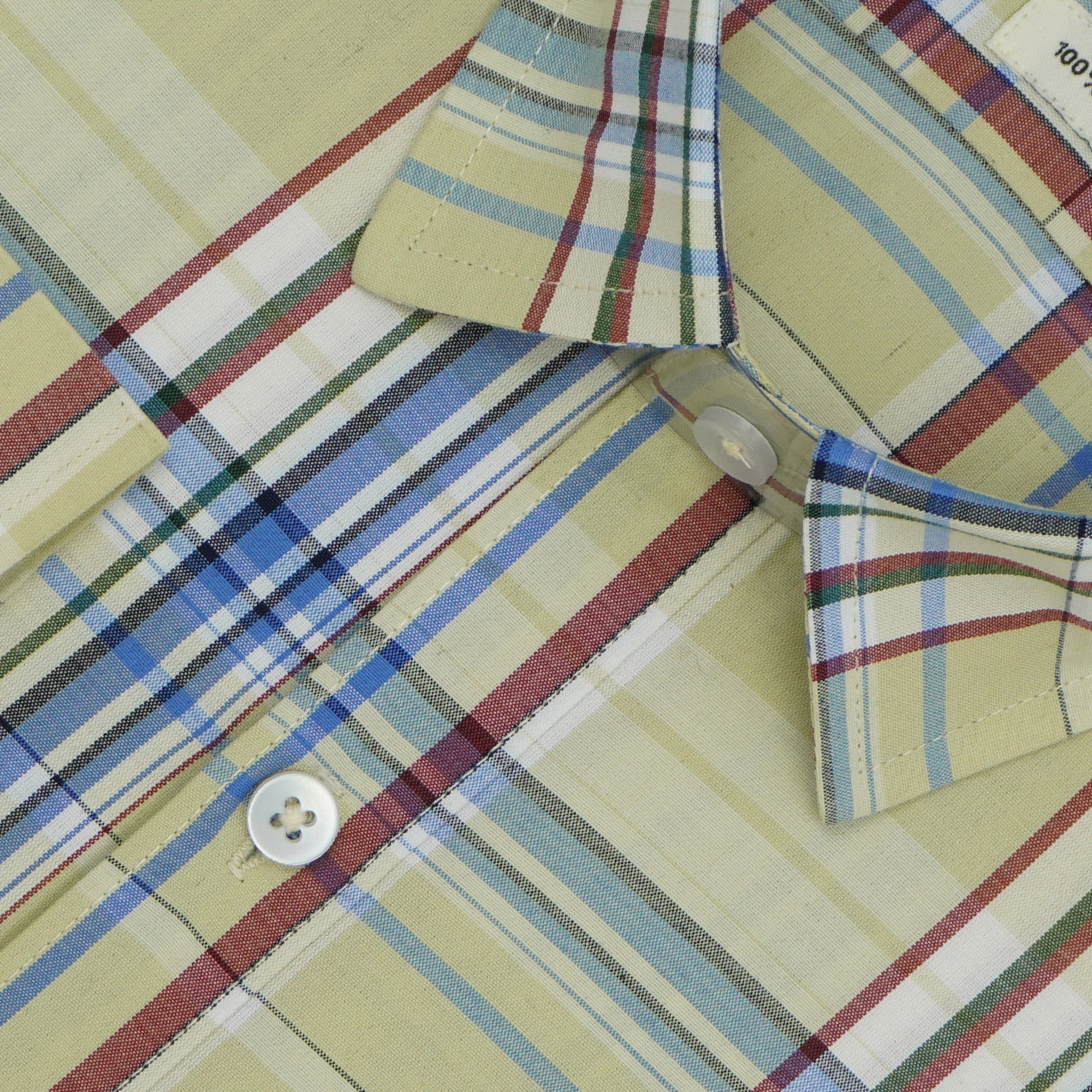 Men's 100% Cotton Checkered Full Sleeves Shirts (Blue)