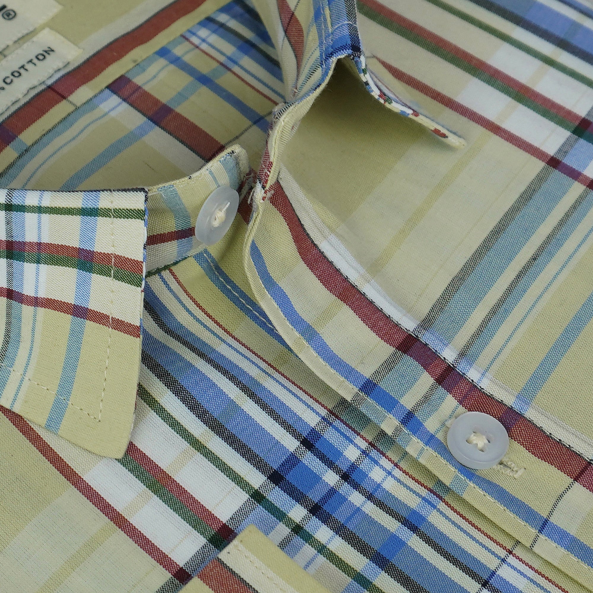 Men's 100% Cotton Checkered Full Sleeves Shirts (Blue)