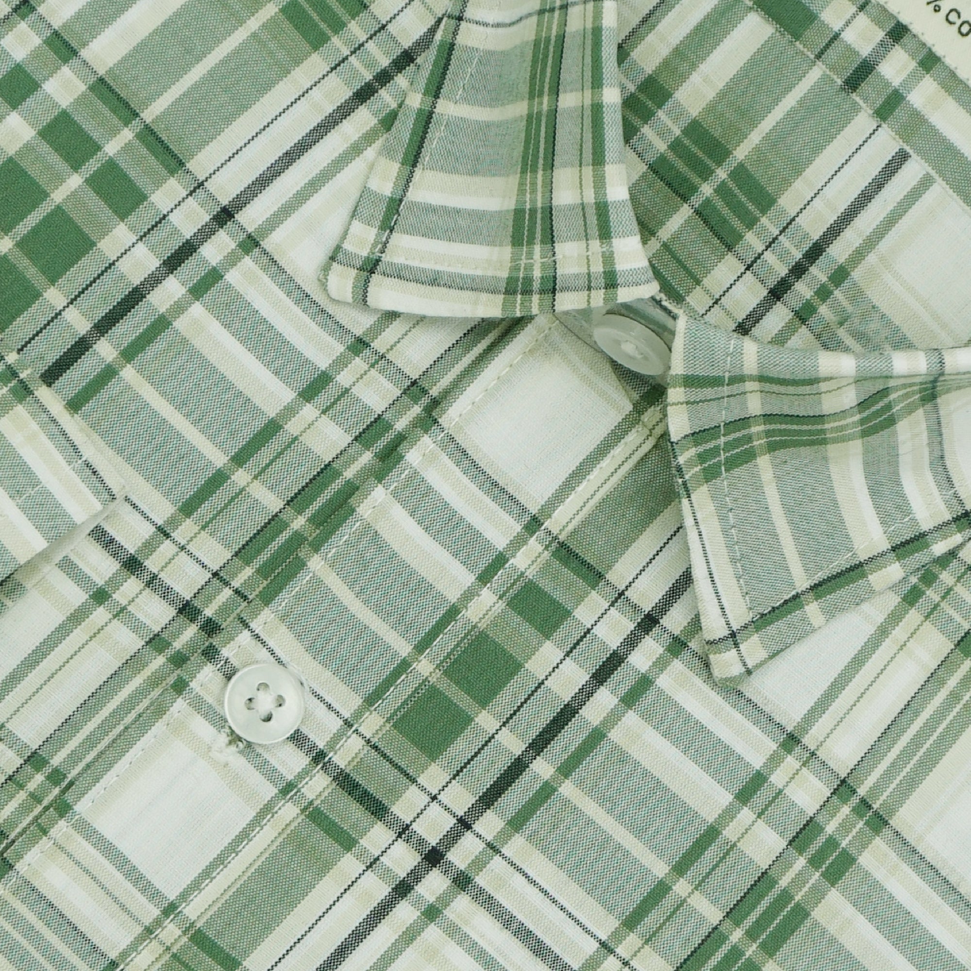 Men's 100% Cotton Checkered Full Sleeves Shirt (Green)