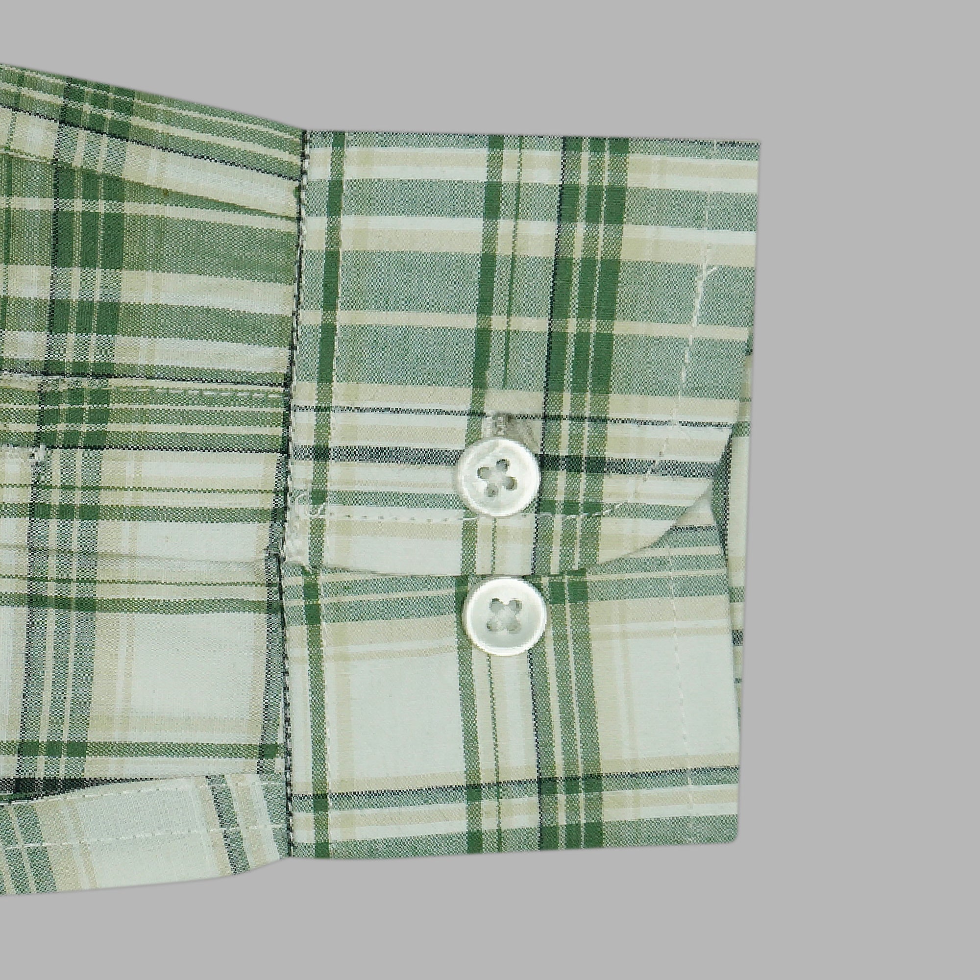Men's 100% Cotton Checkered Full Sleeves Shirt (Green)