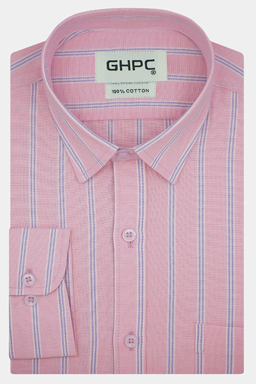 Men's 100% Cotton Shadow Striped Full Sleeves Shirt (Pink) FSF514711_1