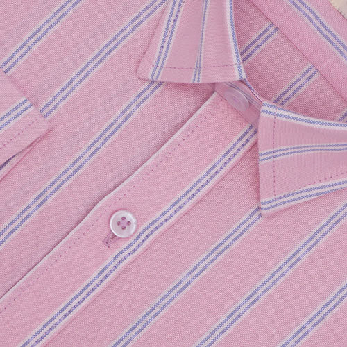 Men's 100% Cotton Shadow Striped Full Sleeves Shirt (Pink) FSF514711_3