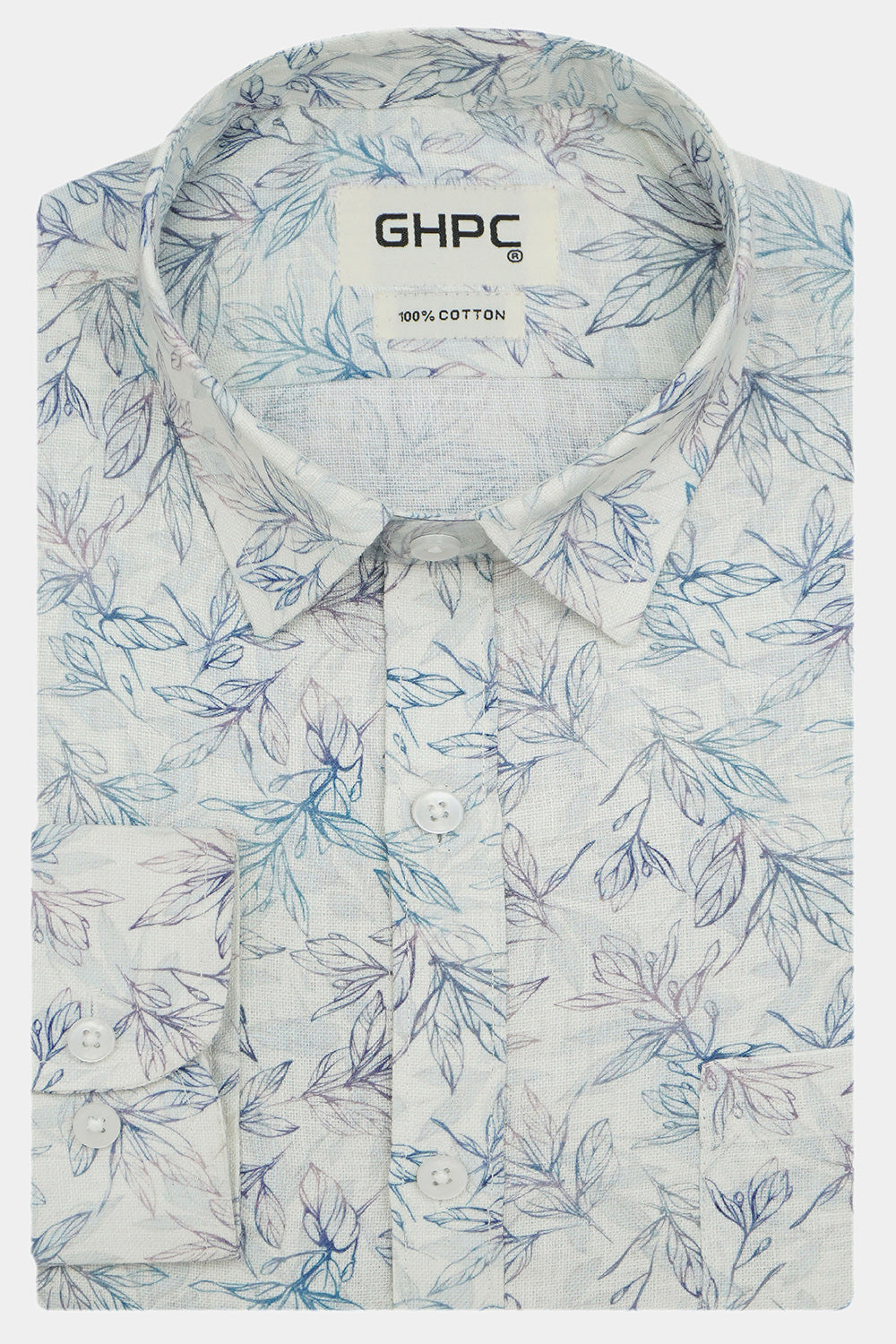 Men's 100% Cotton Printed Full Sleeves Shirts (Blue)