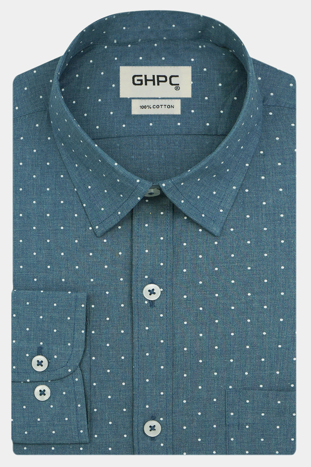 Men's 100% Cotton Printed Full Sleeves Shirts (Blue)