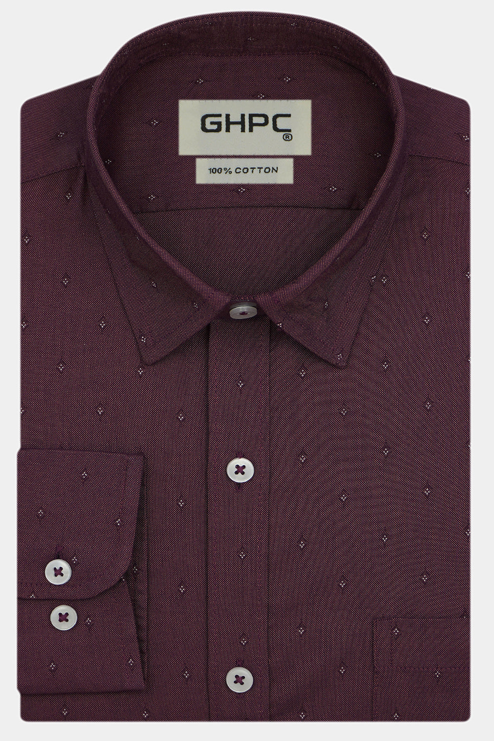Men's 100% Cotton Printed Full Sleeves Shirts (Wine)