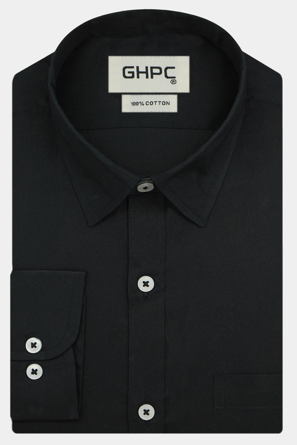 Men's 100% Cotton Plain Full Sleeves Shirts (Black)